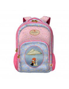 Dohe Santoro Poppi Loves Messenger Mochila Escolar Pequeña - 3 Compartimentos - Bolsillos Laterales - Tirantes Acolchados y