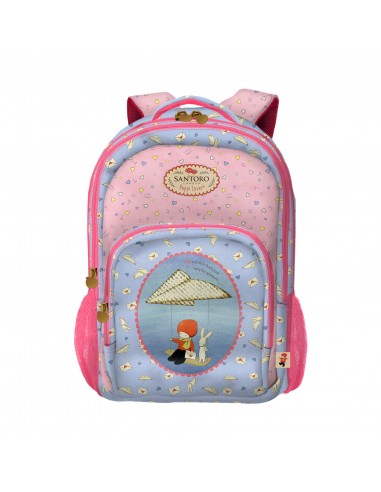 Dohe Santoro Poppi Loves Messenger Mochila Escolar Pequeña - 3 Compartimentos - Bolsillos Laterales - Tirantes Acolchados y
