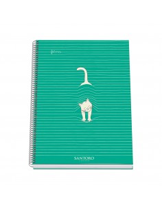 Dohe Santoro Felines Cuaderno Espiral Tapa Dura - Tamaño A4 de 100 Hojas 90gr - Hojas Microperforadas con 4 Taladros -