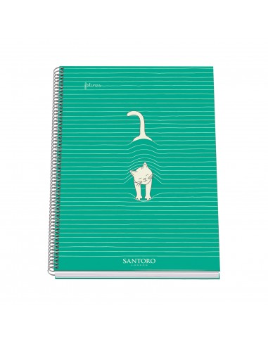 Dohe Santoro Felines Cuaderno Espiral Tapa Dura - Tamaño A4 de 100 Hojas 90gr - Hojas Microperforadas con 4 Taladros -
