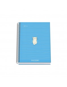 Dohe Santoro Felines Cuaderno Espiral Tapa Dura - Tamaño A5 de 100 Hojas 90gr - Hojas Microperforadas con 2 Taladros -