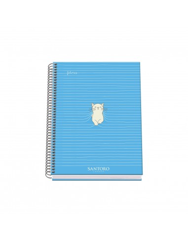 Dohe Santoro Felines Cuaderno Espiral Tapa Dura - Tamaño A5 de 100 Hojas 90gr - Hojas Microperforadas con 2 Taladros -