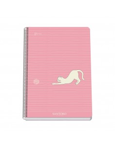 Dohe Santoro Felines Cuaderno Espiral Tapa Rigida - Tamaño Folio de 80 Hojas 90gr - Hojas con Cuadricula 4mm