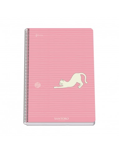 Dohe Santoro Felines Cuaderno Espiral Tapa Rigida - Tamaño Folio de 80 Hojas 90gr - Hojas con Cuadricula 4mm