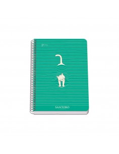 Dohe Santoro Felines Cuaderno Espiral Tapa Rigida - Tamaño A5 de 80 Hojas 90gr - Hojas con Cuadricula 4mm