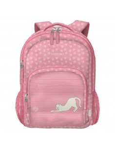 Dohe Santoro Felines Mochila Escolar Grande - 3 Compartimentos - Bolsillos Laterales - Tirantes Acolchados y Ajustables - Asa