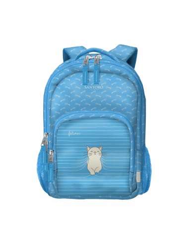 Dohe Santoro Felines Mochila Escolar Pequeña - 3 Compartimentos - Bolsillos Laterales - Tirantes Acolchados y Ajustables -