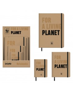 Dohe WWF Classic Expositor de 12 Cuadernos Cartone - Tamaños A4-A5 y A6 - 96 Hojas Lisas en Papel Ahuesado de 80 g m2 -