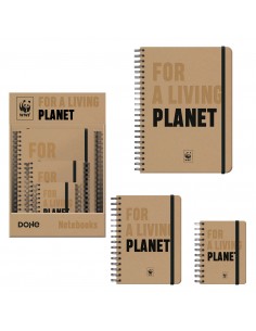 Dohe WWF Classic Expositor de 12 Cuadernos Espiral Wireo - Tamaños A4-A5 y A6 - 96 Hojas Lisas en Papel Ahuesado de 80 g m2