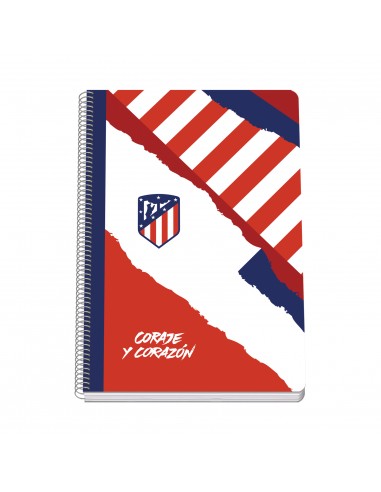 Dohe Atletico de Madrid Coraje y Corazon Cuaderno Espiral Tapa Rigida - Tamaño Folio de 80 Hojas 90gr - Hojas con Cuadricula