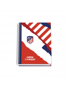 Dohe Atletico de Madrid Coraje y Corazon Cuaderno Espiral Tapa Dura - Tamaño A5 de 100 Hojas 90gr - Hojas Microperforadas