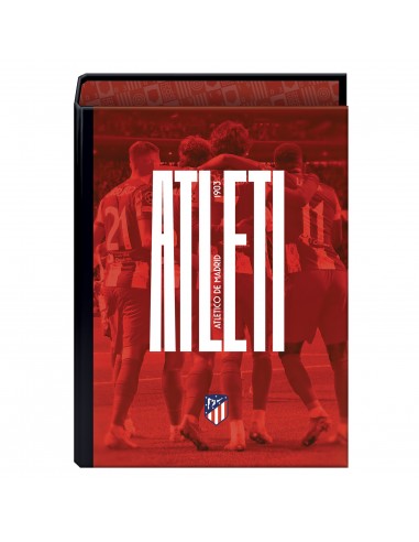 Dohe Atletico de Madrid Atleti Carpeta de 4 Anillas Formato Folio - Cubierta de Carton Forrado - Anillas Niqueladas de 40mm