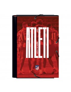 Dohe Atletico de Madrid Atleti Carpeta de Carton Forrado Plastificado - 3 Solapas - Tamaño Folio - Guardas Impresas - Cierre
