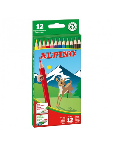 Alpino Pack de 12 Lapices de Colores Hexagonales - Mina de 3mm Resistente a la Rotura - Bandeja Extraible - Colores Vivos y