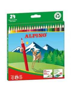 Alpino Pack de 24 Lapices de Colores Creativos - Mina de 3mm - Resistente a la Rotura - Bandeja Extraible - Colores Vivos y