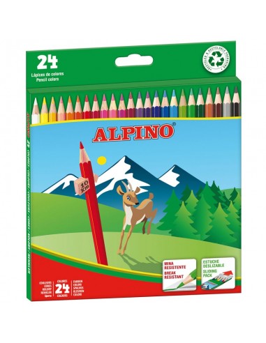 Alpino Pack de 24 Lapices de Colores Creativos - Mina de 3mm - Resistente a la Rotura - Bandeja Extraible - Colores Vivos y