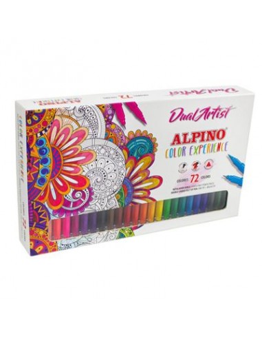Alpino Dual Artist Color Experience Pack de 72 Rotuladores - Doble Punta para Dibujos mas Completos - Forma Triangular