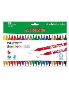 Alpino Pack de 24 Rotuladores de Doble Punta - Caja 20 4 - Pinta Grueso o Fino con un Mismo Rotulador - Superbrillantes y