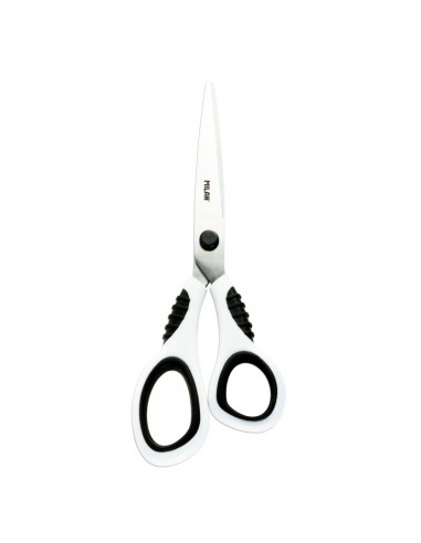 Milan Tijeras Oficina con Cuchilla de Acero Inoxidable - Mango de Plastico Blanco Ergonomico - Longitud 20 5cm - Color Blanco