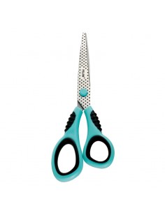 Milan Dots & Buttons Tijeras Oficina con Cuchilla de Acero Inoxidable - Mango de Plastico Turquesa Ergonomico - Longitud
