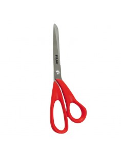 Milan Tijeras Oficina con Cuchilla de Acero Inoxidable - Mango de Plastico Rojo - Longitud 20cm - Color Rojo