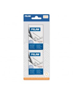 Milan Pack de 2 Cajas de 10 Tizas - Redondas - No Contienen Caseina - Color Blanco