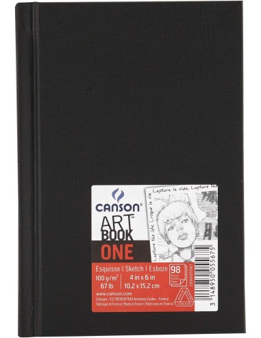Canson Sketch One Fino Cuaderno de Dibujo con 98 Hojas - 10.1x15.2cm - 100g - Color Blanco