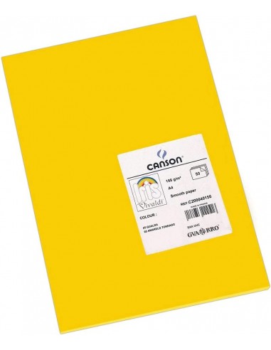 Canson Guarro Pack de 50 Cartulinas Iris A4 de 185g - 21x29.7cm - Color Gualda