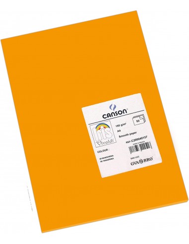 Canson Guarro Pack de 50 Cartulinas Iris A4 de 185g - 21x29.7cm - Color Mandarina