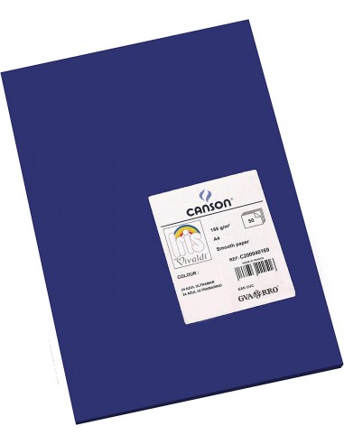 Canson Guarro Pack de 50 Cartulinas Iris A4 de 185g - 21x29.7cm - Color Azul Ultramar