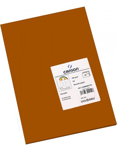 Canson Guarro Pack de 50 Cartulinas Iris A4 de 185g - 21x29.7cm - Color Chocolate