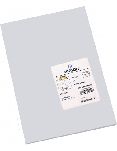 Canson Guarro Pack de 50 Cartulinas Iris A4 de 185g - 21x29.7cm - Color Gris Perla