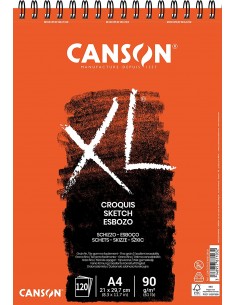 Canson XL Bloc de Croquis con 120 Hojas A4 - Espiral Microperforado - 21x29.7cm - 90g - Color Marfil