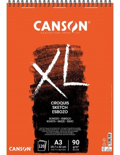 Canson XL Bloc de Croquis con 120 Hojas A3 - Espiral Microperforado - 29.7x42cm - 90g - Color Marfil