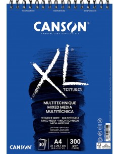 Canson Xl Mix Media Bloc de Dibujo Acuarela de 30 Hojas A4 - Grano Medio - Microperforado Espiral - 21x29.7cm - 300g - Color