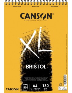 Canson Album Espiral XL Bristol Extraliso de 50 Hojas - 21x29.7 - 180gr - Color Blanco