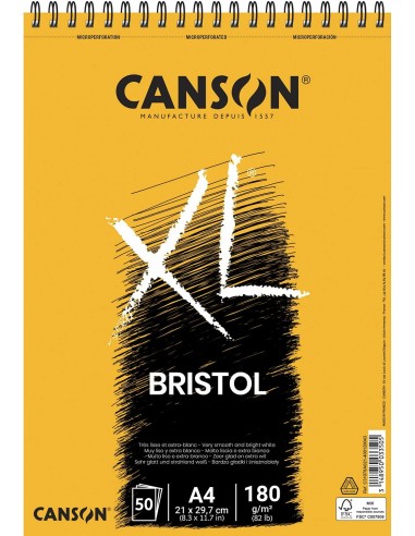 Canson Album Espiral XL Bristol Extraliso de 50 Hojas - 21x29.7 - 180gr - Color Blanco