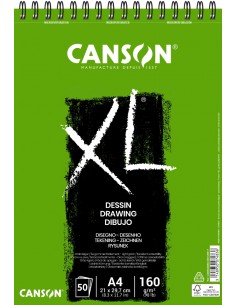 Canson XL Dessin Ligero Bloc de Dibujo con 50 Hojas A4 - Espiral Microperforado - 21x29.7cm - 160g - Color Blanco