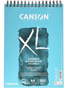 Canson XL Aquarelle Album Espiral Microperforado de 30 Hojas A4 - Grano Fino - 21x29.7cm - 300g - Color Blanco