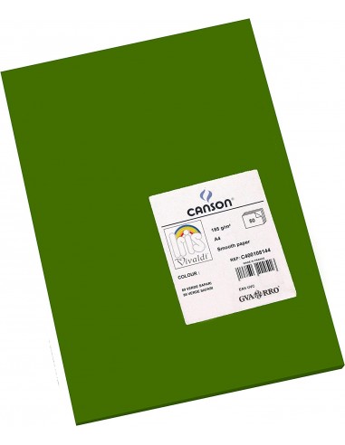 Canson Guarro Pack de 50 Cartulinas Iris A4 de 185g - 21x29.7cm - Color Verde Safari