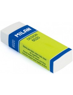 Milan Nata 6020 Goma de Borrar para Dibujo - Rectangular - Plastico - Faja de Carton Verde - Envuelta Individualmente - Color