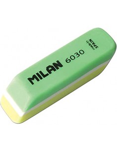 Milan Nata 6030 Goma de Borrar Biselada Bicolor - Plastico - No Daña el Papel - Colores Surtidos