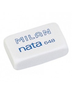 Milan Nata 648 Goma de Borrar Rectangular Pequeña - Plastico - No Daña el Papel - Color Blanco