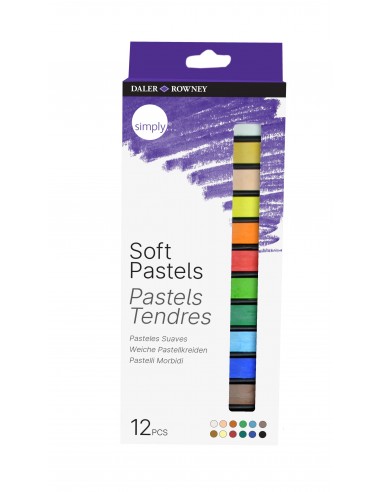 Daler Rowney Pack de 12 Pasteles Blandos - Para Amplia Variedad de Superficies - Facil de Usar - Colores Surtidos