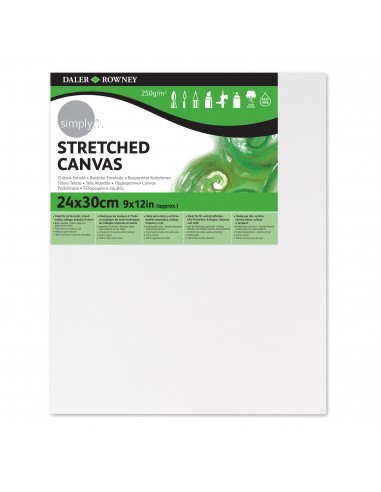 Daler Rowney Simply Bastidor Entelado 24x30cm - Imprimacion Triple - Grano Medio - 100-Algodon sin Acido - 250g