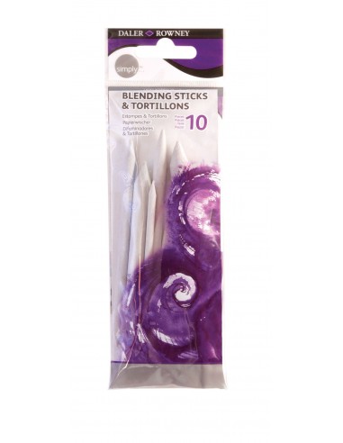 Daler Rowney Simply Pack de 12 Esfuminos - 4 Difuminos y 6 Esfuminos - Color Blanco