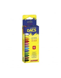 Alpino Pack de 12 Ceras de Colores Dacs - Textura Cremosa - Mezclables - Pintado Suave y Cubriente - Colorido y Creativo -