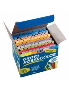 Giotto Robercolor Pack de 100 Tizas Redondas de Colores - Testadas Dermatologicamente - Compactas y Duraderas - Colores