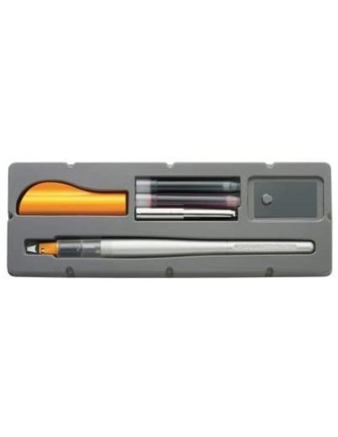 Pilot Pack de Pluma Estilografica Parallel Pen 2.4mm - Punta de Acero - Trazo de 2.4mm - 2 Recargas-Kit Limpieza Interior y