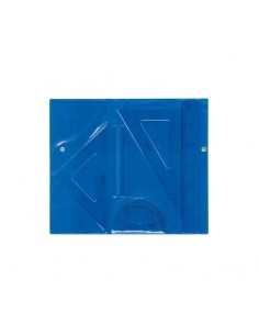 Maped Estuche de Reglas con Cierre - Reglas de 30 cm. y 15 cm. Escuadra de 20 cm. Cartabon de 25 cm. y Transportador de 12